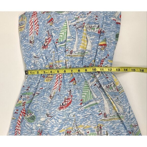 Lilly Pulitzer Dress Sundress Womens Small Blue Regatta Sailboats Nautical Beach - Picture 7 of 11